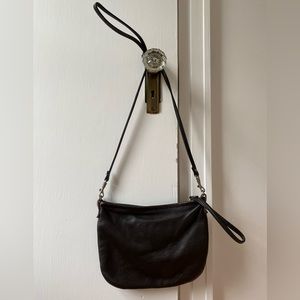 Rough & Tumble leather crossbody in espresso brown
